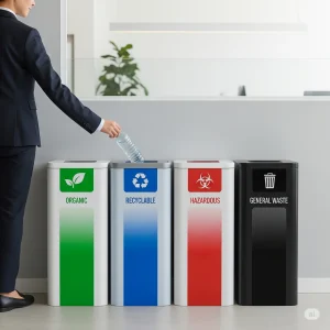 A clear and organized system makes waste segregation simple and effective for everyone.